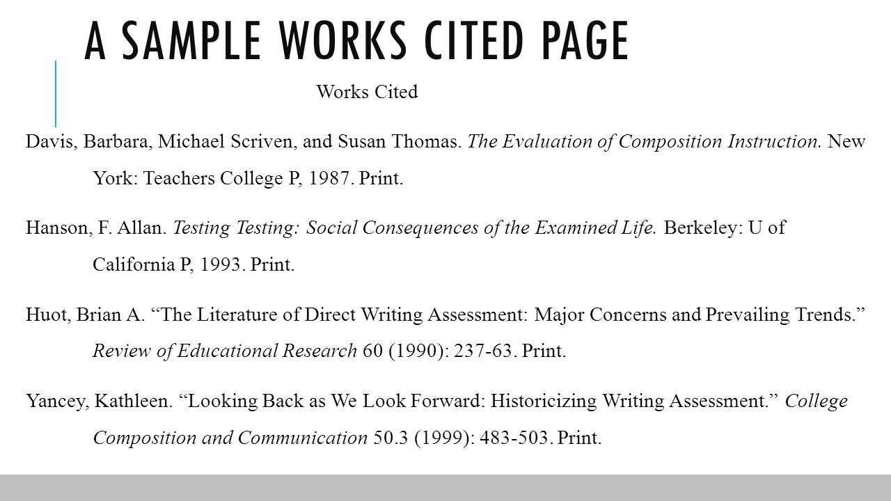 Example of works cited 2024 page mla format